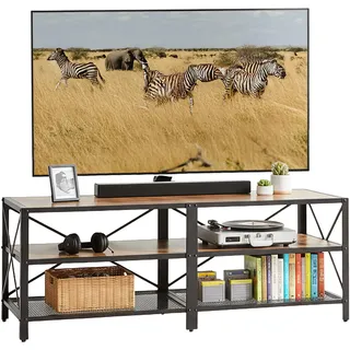 Relaxdays TV-Lowboard 140 x 52 x 39 cm Braun/Schwarz Holz/Kunststoff/Metall
