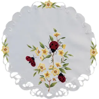 Tischdecke Tischläufer Stickerei Marienkäfer Ostern Frühling - Beige