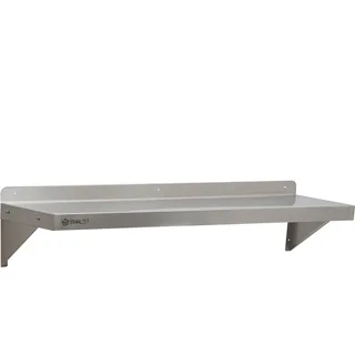 Mahlzeit Edelstahl Wandregal, 120 x 30 cm, Küchenregal Hängeregal Wandregal Wandbord Regal - Silber