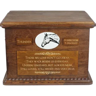 Amerikanisches Quarter Horse Urn für Pferdeasche, personalisierte Urne mit Foto, große Box für Pferdeasche von der Marke Art-Dog