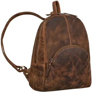 STILORD 'Margot' Daypack Damen Leder Klein Vintage Rucksack für Frauen Anti-Diebstahl Rucksackhandtasche für Städtetrips Tagesrucksack Echtleder, Farbe:calais - braun
