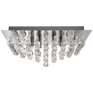 Deckenleuchte , Klar, Silberfarben , Metall, Glas , 45x19x45 cm , Lampen & Leuchten, Innenbeleuchtung, Deckenleuchten, Deckenleuchten