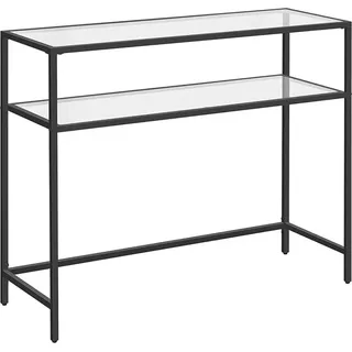 Vasagle Konsolentisch Tischplatte Hartglas 80 cm x 100 cm x 35 cm Schwarz