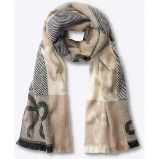 Modeschal HEINE, Damen, beige (puder), Viskose, gemustert, Modetücher Modeschal