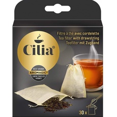 Cilia Teefilter mit Zugband, Papierfilter zur Verwendung ohne Halter, 1x 30 Stück, geeignet für losen Tee, Cremeweiß