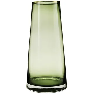 FUNSOBA Grüne Glas-Blumenvase mit goldenem Mund für Tafelaufsätze, Hochzeitsdekoration (1, groß)