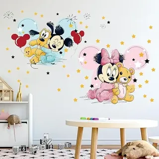 Kibi Wandtattoo Mickey Mouse Wandtattoo Mickey und Minnie Wandaufkleber Mickey Mouse wandsticker Mickey Maus Wandsticker Kinderzimmer Micky Mouse Aufkleber Wanddeko Wandtattoos Mickey Mouse