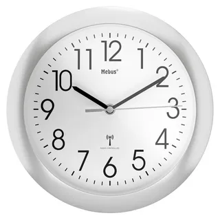 MEBUS Funk-Wanduhr 25,50 cm 52451 silber/weiß