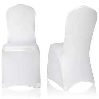 EMART Stuhlhussen Weiß 100 Stück, Polyester Spandex Weiß Stuhlabdeckung Stretch Slipcovers Waschbar für Hochzeit, Party, Bankett Stuhl Dekoration