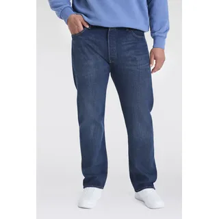 Straight-Jeans LEVI'S PLUS "501 LEVI'SORIGINAL B&T", Herren, Gr. 50, Länge 34, blau (over head), Denim/Jeans, Obermaterial: 100% Baumwolle, straight fit, Jeans Straight-Jeans