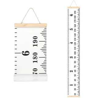VUCDXOP Baby Messlatte Höhe Diagramm Tragbare aufrollbar Segeltuch und Holz Messlatte Höhe Diagramm Abnehmbare Höhe und Wachstum Diagramm für Kinderziemmer Dekoration