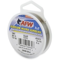 American Fishing Wire Surflon Micro Supreme, Nylon Coated 7x7 Stainless Steel Leader Wire, 11.8 kg Test, 18 inch Diameter, Camo, 5 m