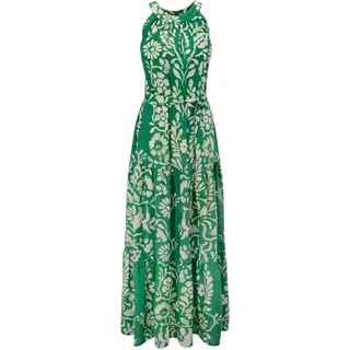 Sommerkleid ANISTON CASUAL, Damen, Gr. 48, N-Gr, grün (grün, hellbeige), Web, Obermaterial: 100% Viskose, bedruckt, geblümt, figurumspielend knöchellang, Rundhals, Kleider Sommerkleid, mit extravagantem Blumendruck - jedes Teil ein Unikat, Topseller