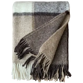 JOWOLLINA WOOLONLY 100% Lammwolle Wolldecke Plaid Karo Schottenmuster Tartan (Solid Brown, 150x205 cm)