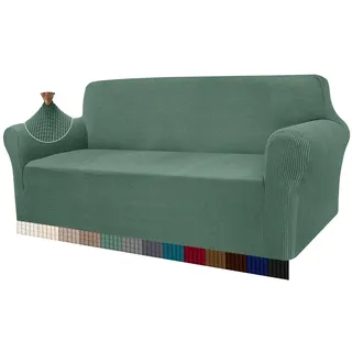 Granbest High Stretch Sofabezug Moderne Sofaüberwurf Jacquard Elastische Sofahusse für Wohnzimmer Protector für Hunde Haustiere (3 Sitzer, Salbei)