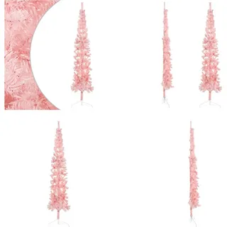 vidaXL Künstlicher Halb Weihnachtsbaum mit Ständer Schlank Rosa 240 cm - Künstlicher Halb-Weihnachtsbaum - Künstliche Halb-Weihnachtsbäume - Weihnachtsbaum - Künstlicher Weihnachtsbaum - Rosa
