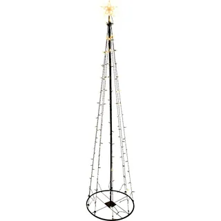 LED Lichterbaum mit Stern - 240 cm - Deko Weihnachtsbaum mit 154 LED in warm weiß beleuchtet - Weihnachten Advent Winter Garten Dekoration für Außen - Schwarz
