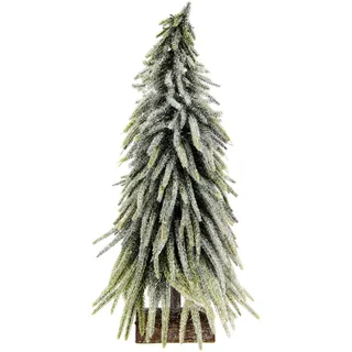 Dekobaum I.GE.A. "Weihnachtsdeko, Weihnachtsbaum", grün (grün, weiß), B:16cm H:32cm T:16cm, Kunststoff, Dekofiguren, Dekobaum, Künstlicher mini Tannenbaum geeist auf Holzsockel 32 cm