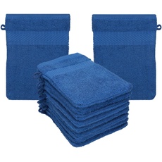 Betz 10 Stück Waschhandschuhe Frottee Waschhandschuh PALERMO 100% Baumwolle Waschlappen Set Größe 16 x 21 cm (blau)