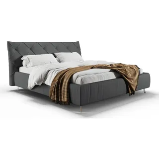 KAWOLA Polsterbett Kopfteil niedrig Leder schwarz 160x200cm - Schwarz