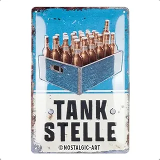 Nostalgic-Art Blechschild, 20 x 30 cm, Tankstelle Bier – Geschenk-Idee für Bier-Fans, aus Metall, Vintage Design mit Spruch, Blechschilder Sprüche, Bier-Deko