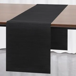 Myir JUN Tischläufer Schwarz Tischläufer Modern PVC abwaschbar Outdoor | Hitzebeständig für Häuser Esszimmer Restaurants Hotels Party Tischdeko Dekoration 30 x 183 cm (Schwarz)