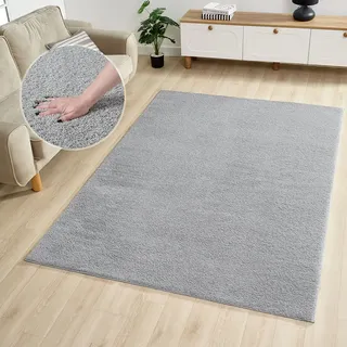 Teppich OTTO HOME "Lilari Shaggy Premium, weich, modern" Gr. 1, grau (hellgrau), B:60cm H:30mm L:90cm, Polyester, Teppiche, Teppich, Uni-Farben, kuschelig, & weich, Wohnzimmer, Schlafzimmer, Esszimmer