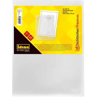 IDENA 10006 - Sichthüllen DIN A4, glasklar, dokumentenecht, Folienstärke 0,12 mm, extra stark, 10 Stück