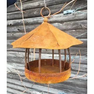 Vogelhaus 23x30cm zum Aufhängen Meisenknödel Futterhaus Edelrost Rost Metall