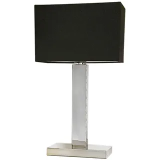 Tischleuchte Stoff Metall 47 cm Chrom Schwarz eckig Modern E27 Tischlampe