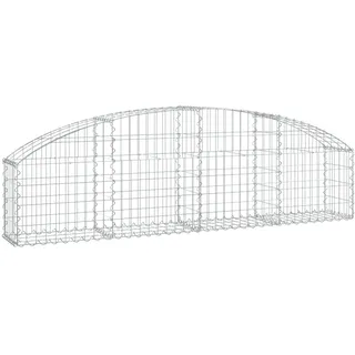 vidaXL Gabione mit Hochbogen 200x30x40/60 cm Verzinktes Eisen - Silber