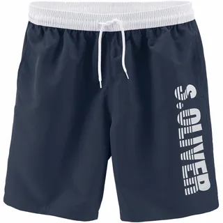 Badeshorts S.OLIVER, Herren, Gr. M (50), Lang, blau (marine (langgröße)), Microfaser, Polyester, Badehosen Badeshorts, Topseller