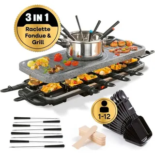 GOURMETmaxx Raclette- & Fondue-Set GRANITlook - schwarz