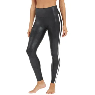 SPANX Kunstleder-Streifen-Leggings,Schwarz (Black/White),M