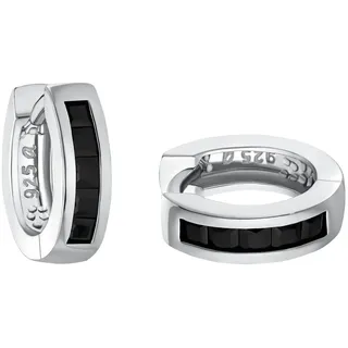 Amor Paar Creolen »Black Hoops« mit Zirkonia (synth.), silberfarben