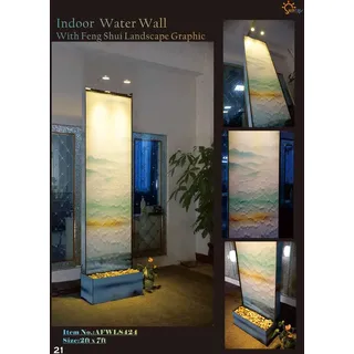 Trennwand Wasserwand Säule Wände Waterwall LED 60x210cm Wasserwände - Weiß