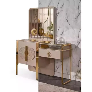 Beiger Schminktisch Holz Konsolentisch Schlafzimmer Möbel Frisiertisch - Beige