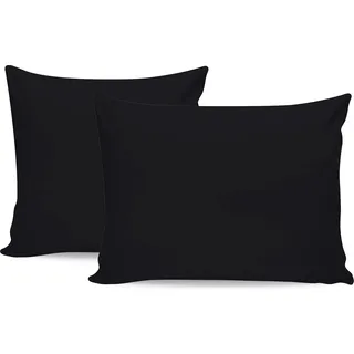 L'Essentiel Linge de Maison, Tonne Grise - 91, Kissenbezug-Set (2 Stück) (EU) (IT), 100 % BAUMWOLLE RANFORCE, Schwarz, 50 x 80 cm - Schwarz