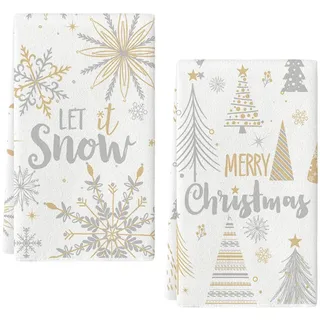 NUOGUAYI Weihnachtliche Küchentücher, 2er Set Geschirrtücher Weihnachten, trockentücher küche, Weihnachts geschirrtuch, Christmas Decorations Tischdeko Weihnachten (B)