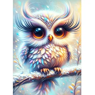 XWDYBDP DIY Diamond Painting Cartoon Owl, 5D Luxury Diamond Painting for Adults Beginners Colorful Owl Diamond Embroidery DIY Full Drill Fantasy Diamonds Art Home Wall Decoration 30x40 cm