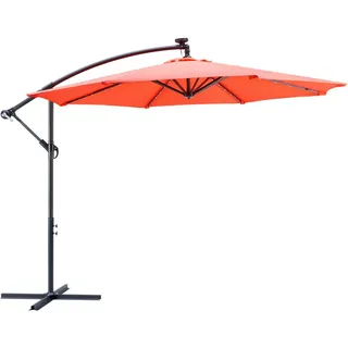 Ambia Garden Ampelschirm , Anthrazit, Rot , Textil , 245 cm , LED-Beleuchtung , Sonnenschutz, Sonnenschirme