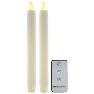 Tronje 2er Set LED Stabkerzen 24cm 5h-Timer Ivory-Creme Kunstkerze Tafelkerze bewegliche flackernde Flamme Bruchsicher