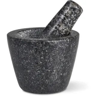 Cole & Mason Dorchester Mörser mit Stößel Klein 10 cm, natürlicher Granit, langlebiger Steinmörser mit Stößel Set für Gewürz und Kräuter, Leicht zu reinigen, polierter Gewürzmörser, Schwarz