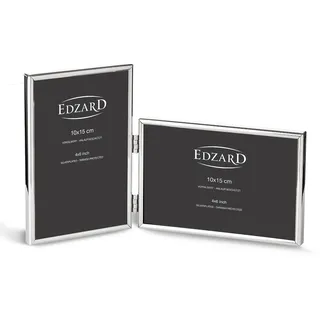 EDZARD Doppel-Fotorahmen Collage Otto für 2 Fotos 10 x 15 cm, Hoch-Querformat, edel versilbert, anlaufgeschützt, mit Samtrücken, Fotorahmen zum Stellen