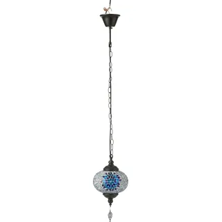 J-Line Hängelampe Mosaik Glas/Metall Blau Small - milchig, Naturbelassen, Transparent