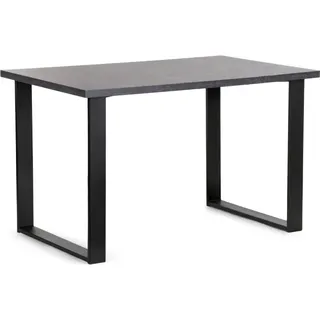 Konsimo Esstisch Esszimmertisch rechteckig Loft-Stil "CETO", Grau, laminierte Möbelplatte/Metall, Loft, 125x77x80 cm - Grau