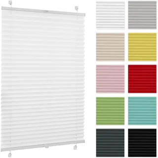 Plissee ohne Bohren 85 cm x 80 cm - Weiß - Plissee Klemmfix, Rollos für Fenster ohne Bohren, Jalousien Fenster für innen, Raffrollo, Fensterplissee