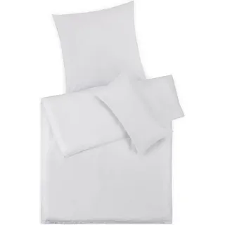 Blumtal Premium Mako Satin Baumwolle Bettwäsche Set 135 x 200 cm mit Kissenbezug 80x80 cm - Superweiches Bettbezug Set mit edler Glanz Optik und Gleichfarbigen Reißverschlüssen, Weiß - Weiß