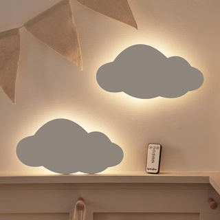 Lights4fun 2er Set LED Wolken Schlafzimmer Nachtlicht mit Fernbedienung Nachtlicht Aufladbar Kinderzimmer Deko Wandlampe Kinderzimmer Nachtlampe Kinderzimmer Nachtlicht