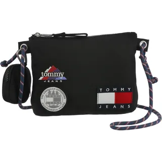 Umhängetasche TOMMY JEANS "TJM ARCHIVE TREK SACOCHE", Herren, Gr. B/H/T: 23cm x 18cm x 2cm, schwarz, Textil, Taschen Umhängetasche, Damen Schultertasche, Tragetasche mit bunten Patches